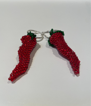 Festive Beaded Earrings- Chillies