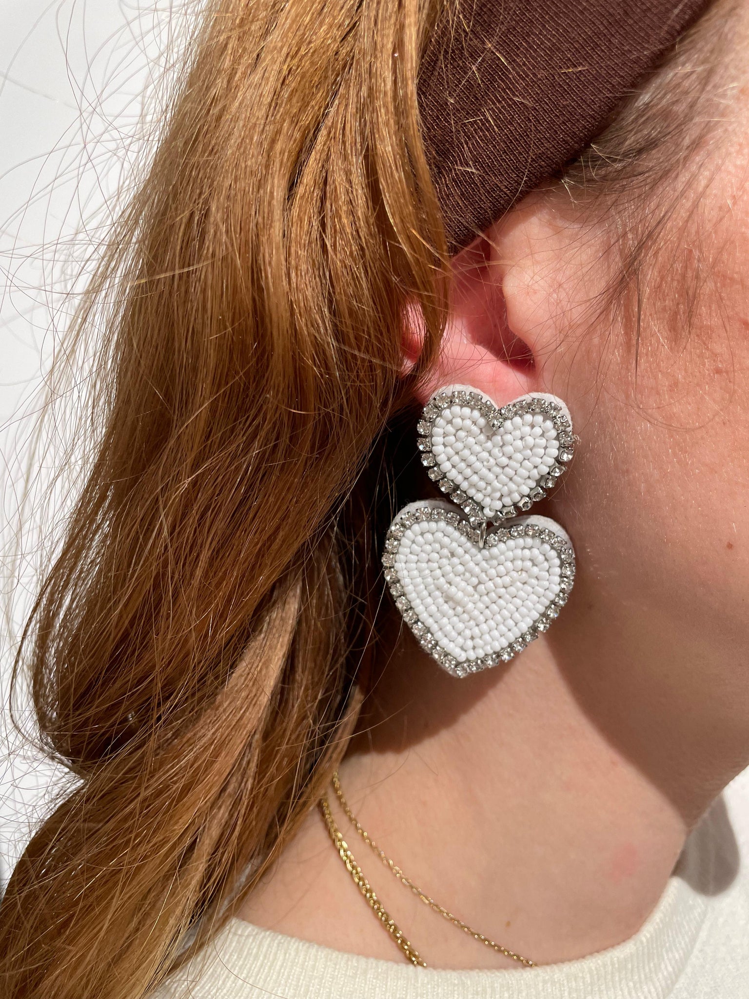 Festive Heart Earring- White