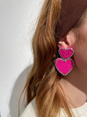 Festive Heart Earring- Pink