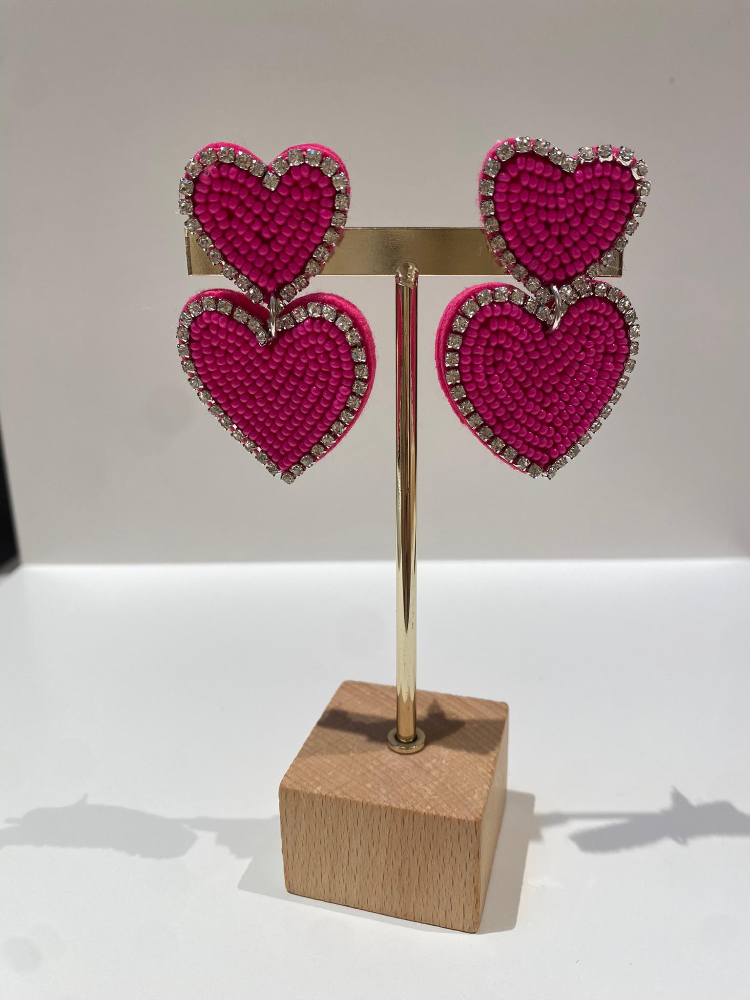 Festive Heart Earring- Pink