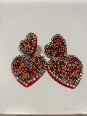 Festive Heart Earring- Colorful