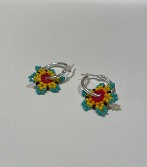 Festive Beaded Earrings- Small flower