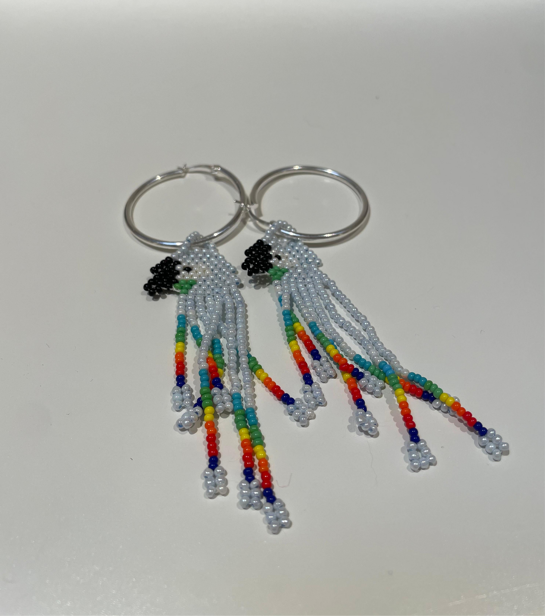 Festive Beaded Earrings- Birdie