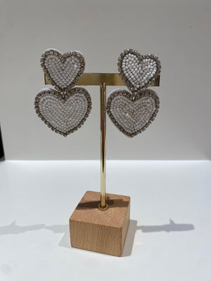 Festive Heart Earring- White