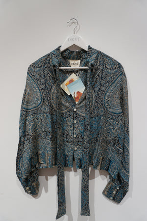 Reversible Catherine Blouse (M) - Dark Ocean