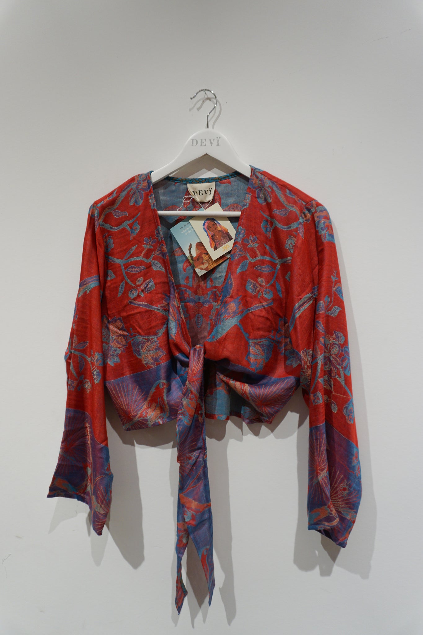 Long-sleeve Wrap-Top - Electric Blossom