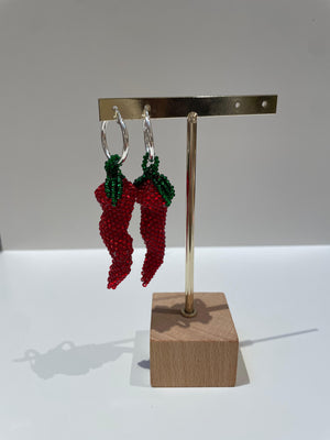 Festive Beaded Earrings- Chillies