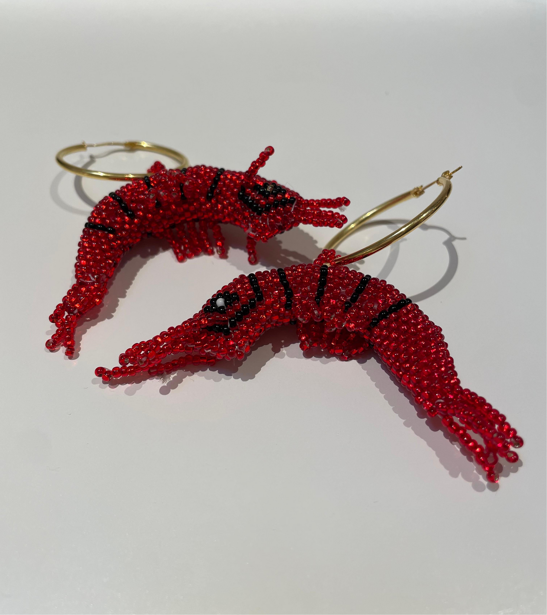 Festive Beaded Earrings- Shrimps