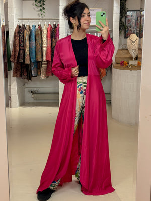 Neutral Madhu Wrap Dress - Hot Pink