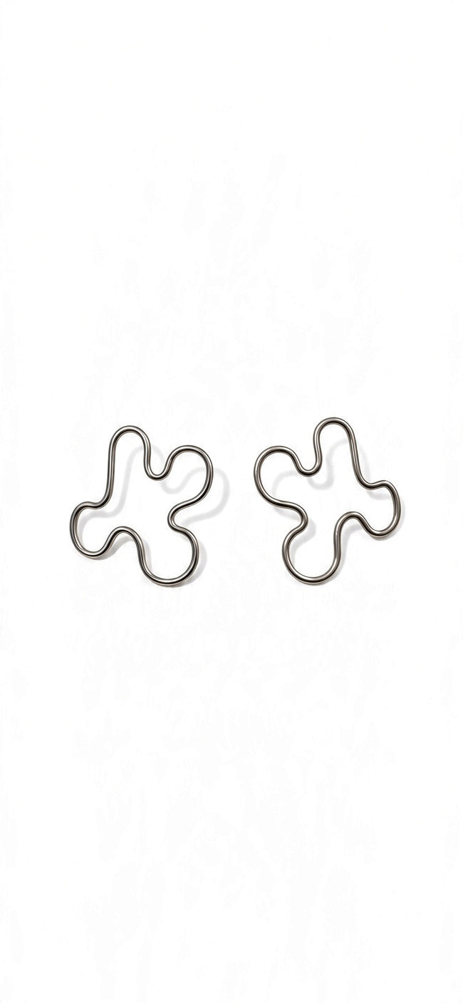 Small Silver Shape Earrings Pair