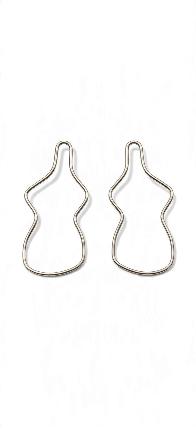 Big Silver Shape Earrings Pair