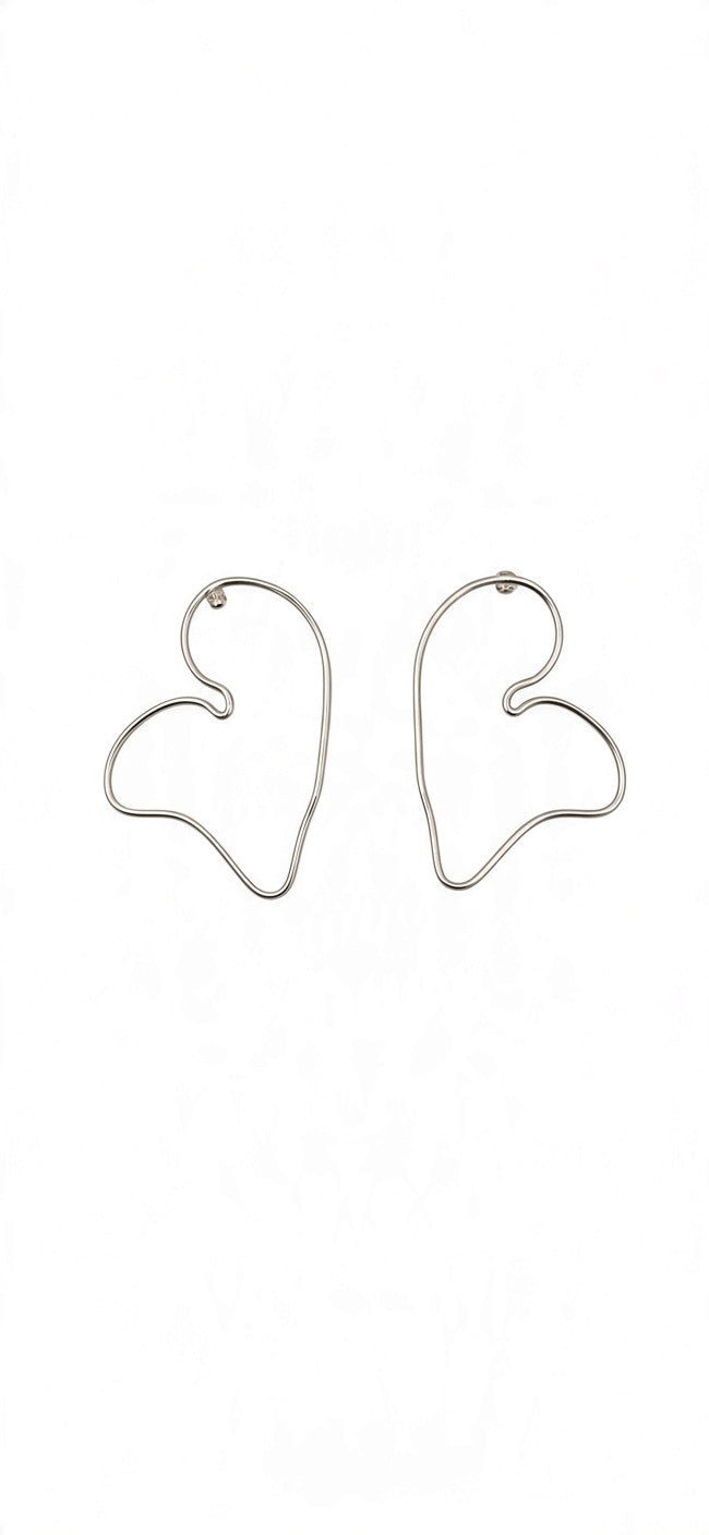 Big Silver Shape Earrings Pair