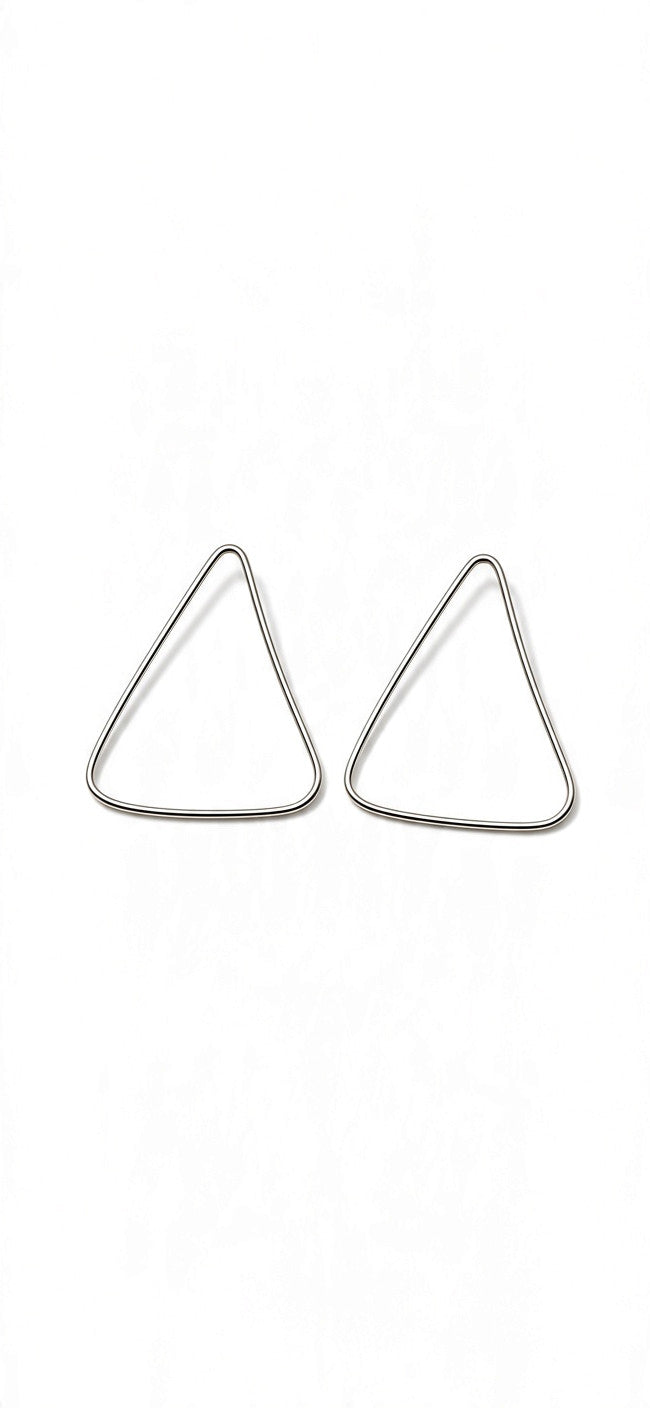 Big Silver Shape Earrings Pair