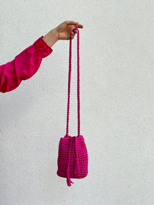 Ibi Nylon Bag - Fuchsia with long handles