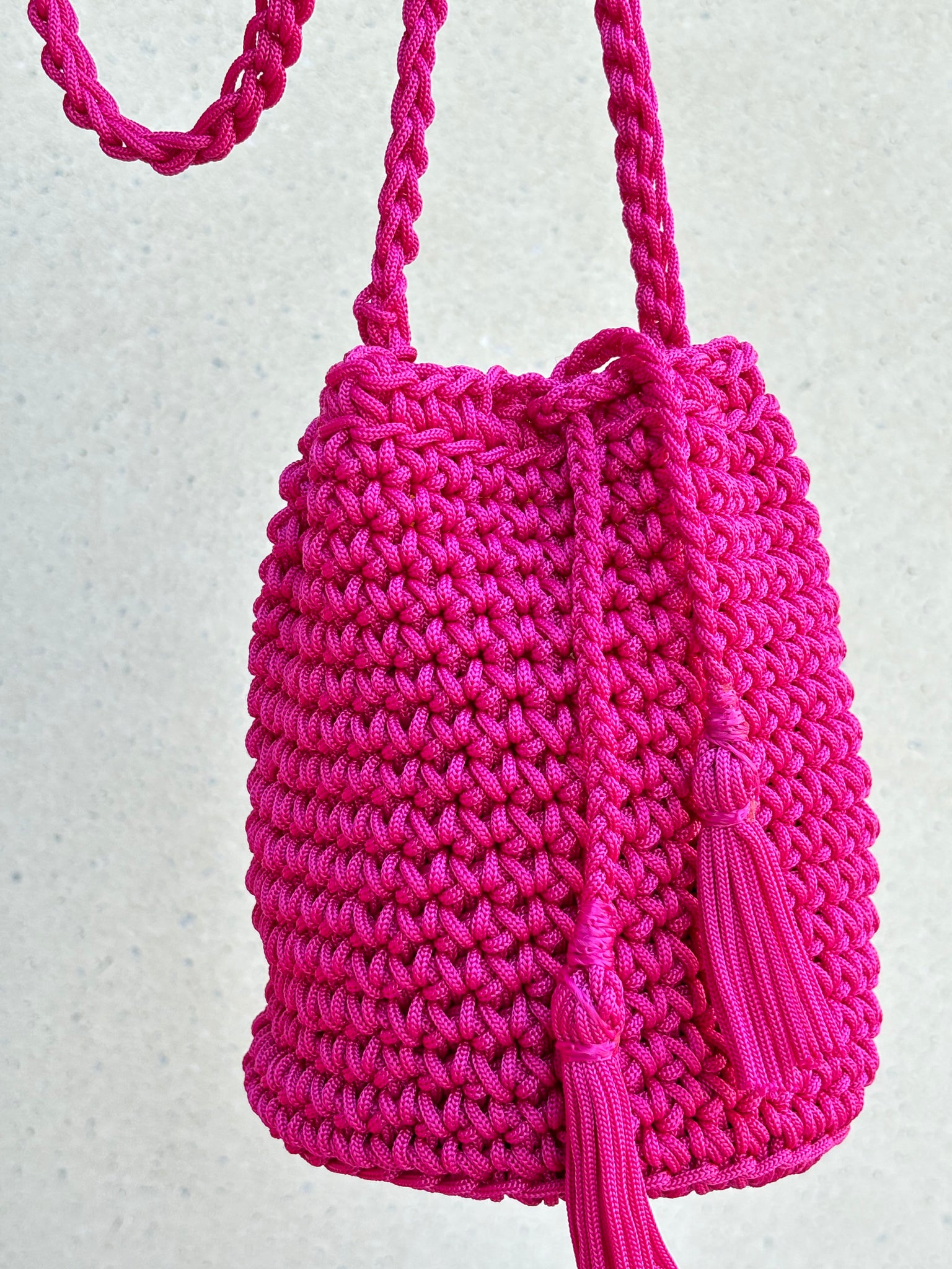 Ibi Nylon Bag - Fuchsia with long handles