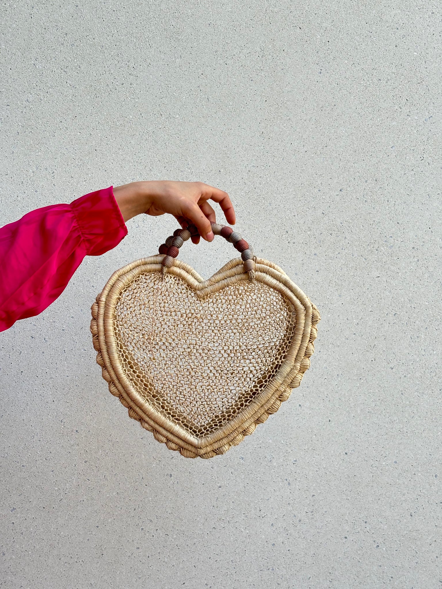 Raffia Heart Bag - Big