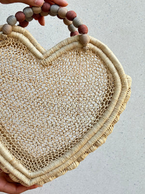 Raffia Heart Bag - Big