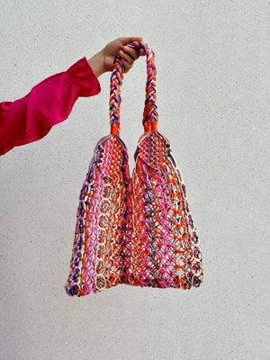 Nesta Nylon Bag - Orange, purple pink and neutrals