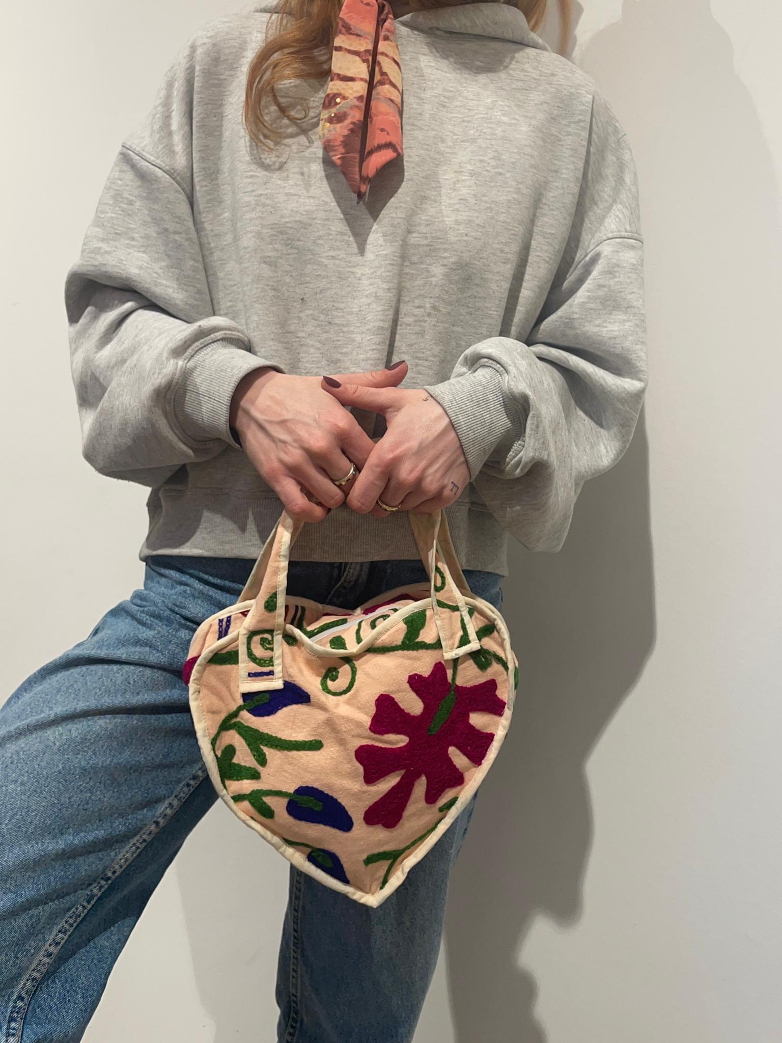 Suzani Heart Bag - Rosewood Dune