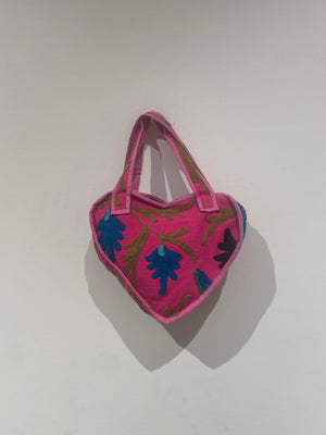 Suzani Heart Bag - Fuchsia Flame