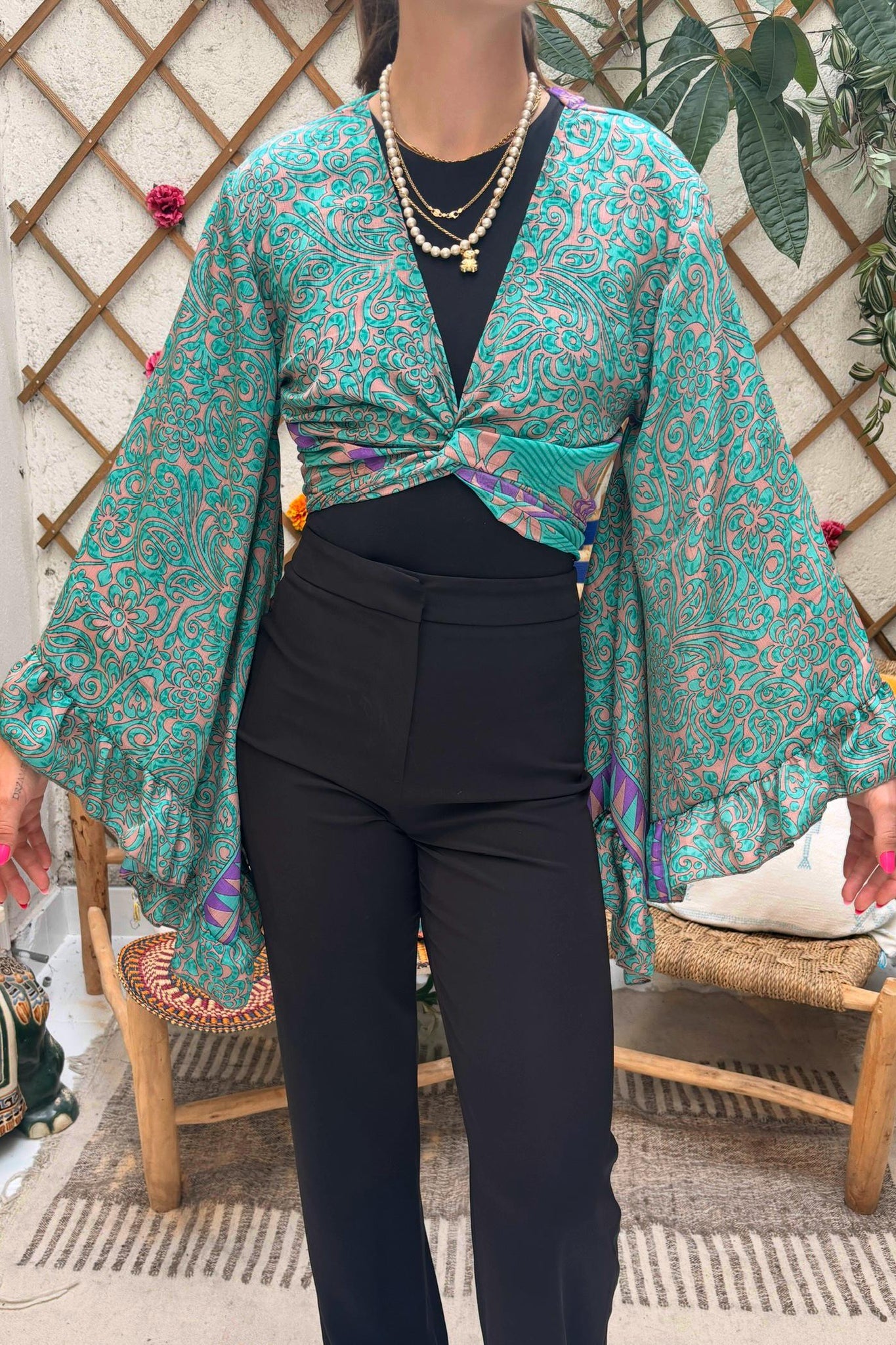 Damal Wrap Top - Turquoise