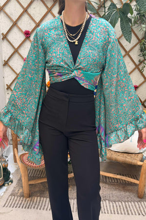 Damal Wrap Top - Turquoise
