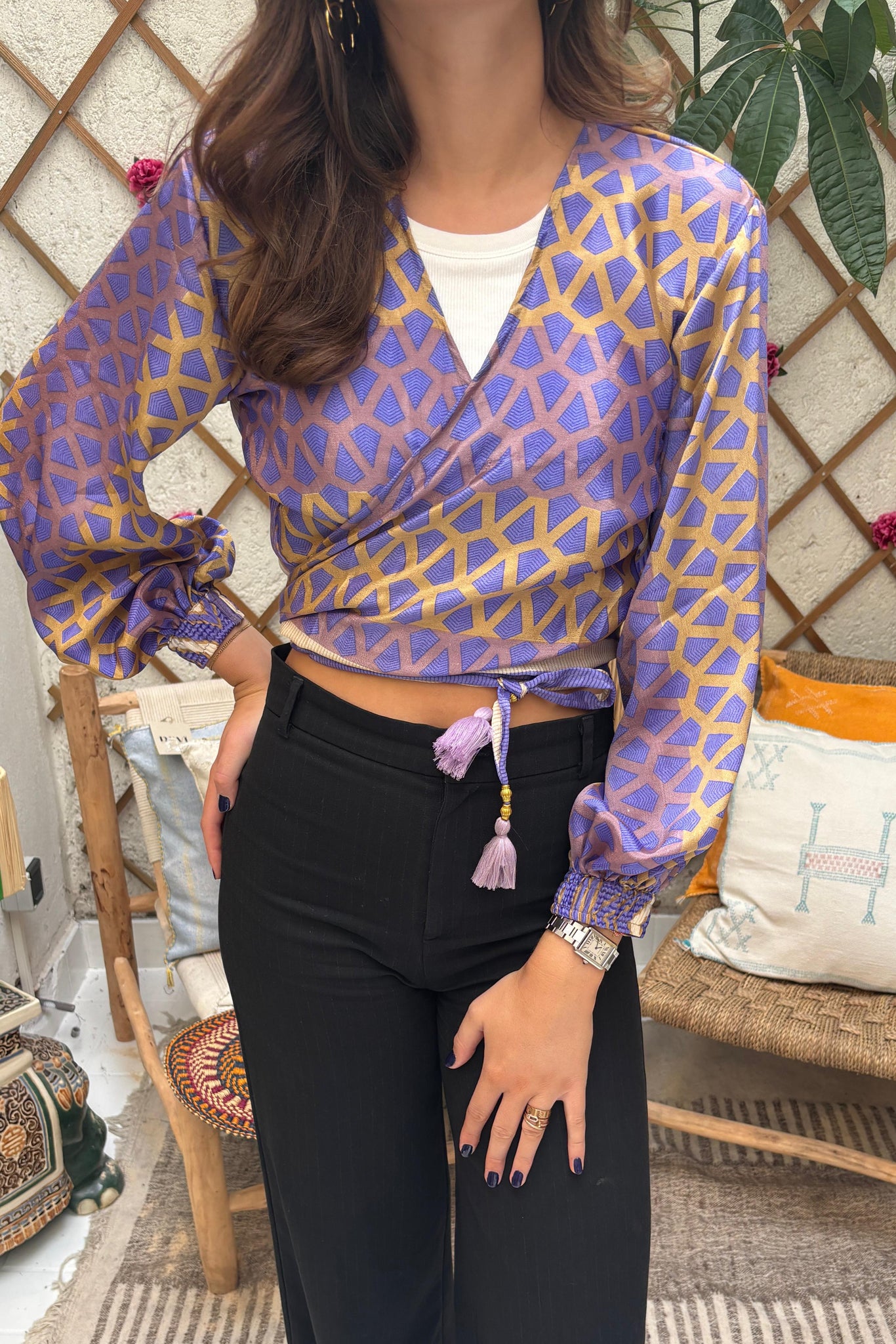 Elastic Wrap Top - Purple touch