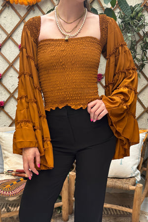 Bella Baxter Top - Rusty Gold