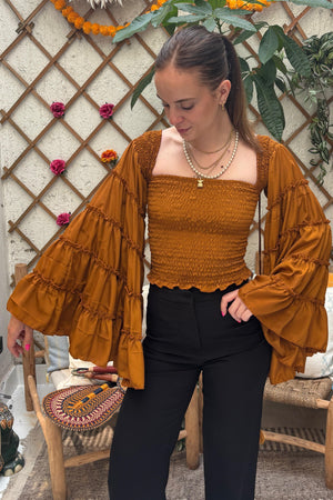 Bella Baxter Top - Rusty Gold