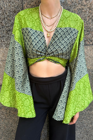 Butterfly Wrap Top - Flashy Green