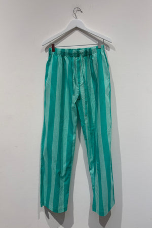 Turquoise Cotton Stripe Pants