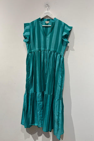 Palma Cotton Dress - Blue Stripes - M/L