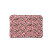 Étui pour ordinateur portable en coton rose et vert Devï Studios SARL, imprimé à la main avec un motif floral abstrait, 27x33 cm