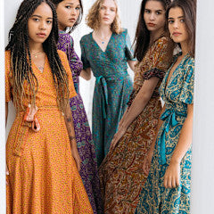 Sari Madhu Wrap Dress Short Sleeve/Long